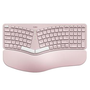 Imagem de Teclado ergonômico sem fio Nulea RT05 com descanso de pulso rosa