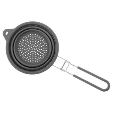 Imagem de Escorredor dobrável de silicone com alça, coador dobrável resistente ao calor, coador multiuso, coador de lava-louças, coador de cozinha para casa/trailers (cinza)