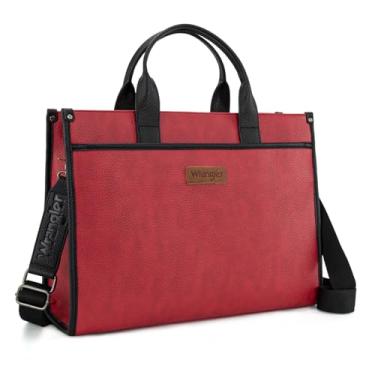 Imagem de Bolsa feminina Wrangler para laptop vintage de 15,6 polegadas para pasta de negócios com alça de ombro ajustável vermelha WG288-8119RD