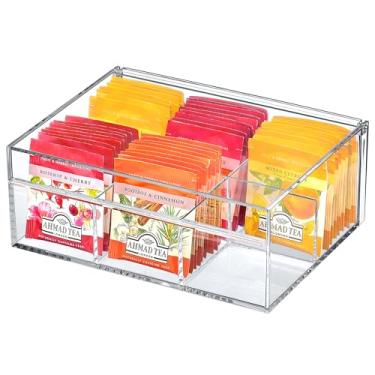 Imagem de Amazing Abby - Tea-Rrific - Organizador de saquinhos de chá de acrílico com 6 compartimentos, caixa de chá de plástico transparente, baú de chá com 6 compartimentos, solução perfeita de armazenamento