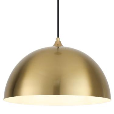 Imagem de Woholitable Luminária pendente dourada de 39,9 cm, grande, ilha de cozinha, lâmpada pendente de cúpula de fazenda para corredor, sala de jantar, quarto, bar, café