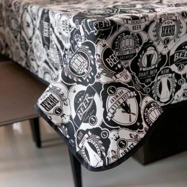 Imagem de Toalha de Mesa em Gorgurinho Boteco Preto e Branco, 1,50 (Redonda)