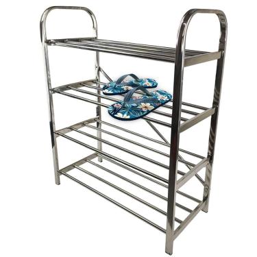 Imagem de Sapateira Inox 4 Andares 12 Pares Calçado Tenis Sapato Hall de Entrada Corredor Quarto Prateleira Multiuso Organizaçao
