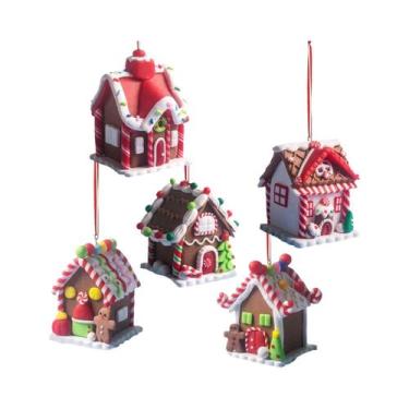Imagem de Conjunto de Enfeites de Árvore de Natal para Casa de Gengibre - Decora