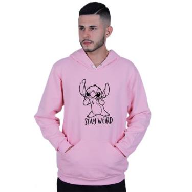 Imagem de Moletom Unissex Canguru Lilo Stitch Stay Weird - Lafre, Rosa claro, P