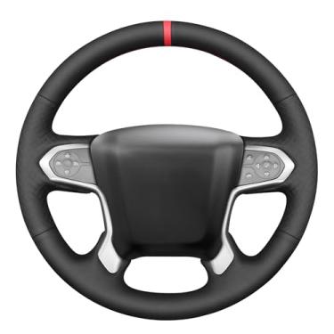 Imagem de MEWANT Capa de volante com costura DIY para Chevrolet Silverado 1500 2014-2018/Suburban 2015-2020/Tahoe 2015-2020/Silverado (2500/3500)/Silverado (4500HD/5500HD/6500HD) 2019-20222