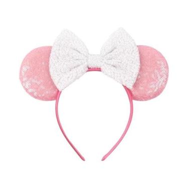 Imagem de Tiara De Orelhas De Rato Com Lantejoulas E Laço Para Meninas Com Pérol