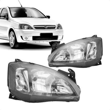 Imagem de Farol dianteiro esquerdo fumê para reposição Compatível com Corsa 2008 a 2012 Montana 2008 a 2010 lente fumê refletor metálico durável automotivo