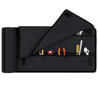 Imagem de Bolsa organizadora de rolo de ferramentas de pano Oxford, fácil de pendurar, versátil para armazenamento de ferramentas com alça para mecânico, eletricista, reparador