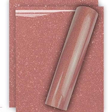 Imagem de Tvinyl Warehouse Vinil de transferência de calor HTV com glitter ouro rosa para camiseta 30,5 x 25,4 cm, fácil de remover ervas daninhas e passar, tamanho garantido (3 folhas)