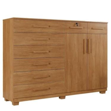 Imagem de Cômoda Com Chave 2 Portas 8 Gavetas New Triunfo Cinamomo - BENETIL MÓV