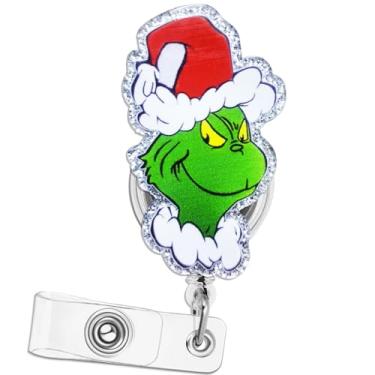 Imagem de Carretel de crachá de enfermeira fofo retrátil engraçado monstro verde acessórios de enfermagem Nicu clipe de identificação para médico, estudante, professor, cuidados de saúde, medicina, CNA RN ER,