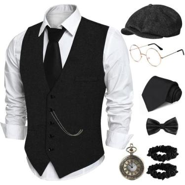 Imagem de Conjunto de acessórios de gângster vintage de traje masculino da décad