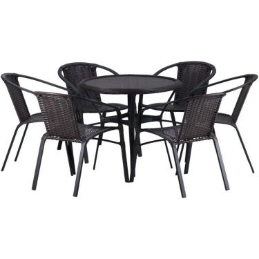 Imagem de Kit 6 Cadeiras Alumínio e Mesa Tampo Varanda Jardim Piscina Jardim Trama