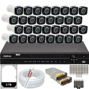 Imagem de Kit 32 Câmeras de Segurança HD Dvr 32 canais Intelbras Hd 3TB