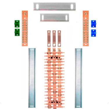 Imagem de Kit Barramento Trifásico 150A para 40 Circuitos com Placa de Policarbo