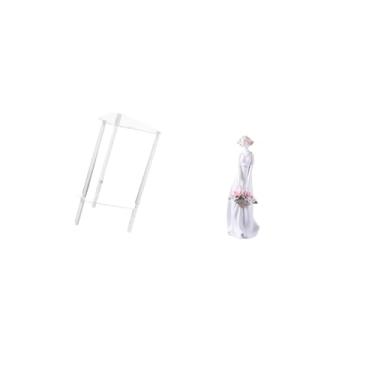 Imagem de Fenteer Mesa Lateral Minimalista de Acrílico Transparente com Estatueta de de Cerâmica, Estátua de Senhora de Porcelana, Criado-mudo Moderno para Sala