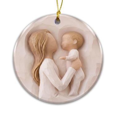 Imagem de Ornamento de Natal para mãe e bebê 2025 – Enfeite de lembrança com estampa artística – presente de maternidade sentimental, presente de nova mãe, lembrança de chá de bebê, enfeite de memória de