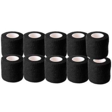 Imagem de Kit 10 Bandagem Pet Band Flex Atadura Autoadesiva Preto 5cm - Band-Fle