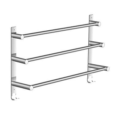 Imagem de Suporte de toalheiro montado na parede toalheiro de banho aço inoxidável 304 30 cm de comprimento com ganchos prateleira de toalha multifuncional para cozinha, banheiro, vaso sanitário (30 cm) (40 cm)