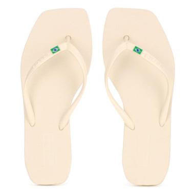 Imagem de Chinelo Brizza Arezzo Bico Quadrado Square Brasil Bege - Feminino - 35/36 - Bege