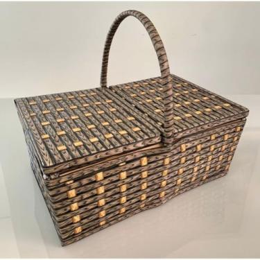 Imagem de Cesta Piquenique em Madeira e Fibras - Design Elegante, Dimensões Inteligentes e Acessório Completo para Momentos Especiais (Bambu Queimado)