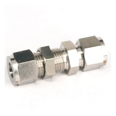 Imagem de WWECCQIJ Encaixe de tubo O/D 4 mm Bulkhead 304 aço inoxidável virola pneumática de compressão de ar