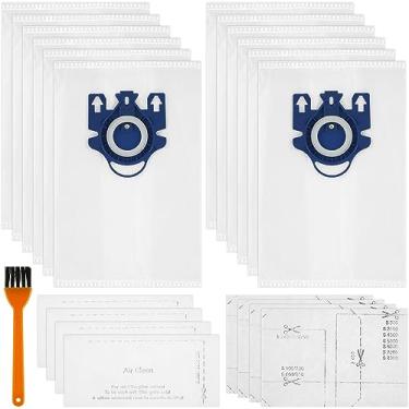 Imagem de Saco de pó para aspirador de pó, 12 peças, substituição de saco de pó a vácuo 3D com filtros e escova limpa, sacos de vedação de tecido não tecido, compatíveis com S400 S600 S800 S2000 S5000 S8000 (azul)