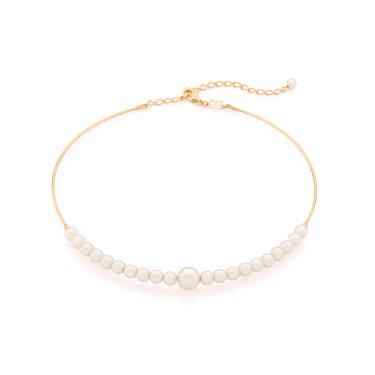 Imagem de Choker Folheada a Ouro com Pérolas - Rommanel Gargantilha Choker Folheada à Ouro com Pérolas Sintéticas - Tam 12