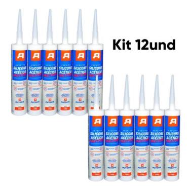 Imagem de Kit 12 Silicone Branco Acetico AutoFix 230G, Único