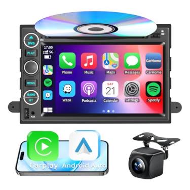Imagem de Rádio automotivo estéreo DVD AM FM Player para Ford F150/F250/F350 2004-2014 /Mustang 2005-2009/Edge 2007-2010 Explorer, tela sensível ao toque de 17.8 cm estéreo automotivo com CarPlay sem fio