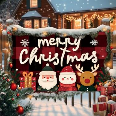 Imagem de BVBOX Faixa decorativa de Feliz Natal para decoração de festas de Natal e ambientes internos e externos (cavalheiro de neve, 180 x 109 cm)