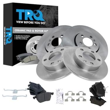 Imagem de TRQ Kit de freio e rotor de cerâmica compatível com Volkswagen Beetle 2000-2007 1999-2006 Golf 1999-2004 Jetta