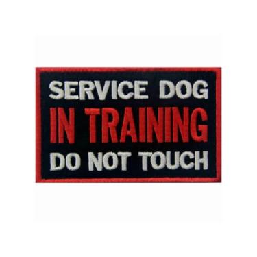 Imagem de Cão de serviço em treinamento não toque coletes/arreios aplique bordado prendedor gancho e laço emblema
