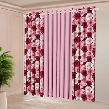 Imagem de Cortina Florata 3,00LX2,20A Estampada Para Sala e Quarto Decoração Aca
