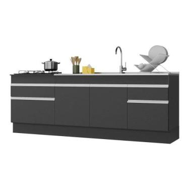 Imagem de Kit Com 2 Balcões De Cozinha 150cm E 70cm Com Rodapé Veneza Multimóvei