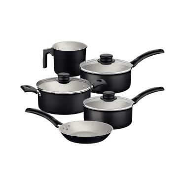 Imagem de Jogo De Panelas 5 Peças Turim Cores Antiaderente Preto