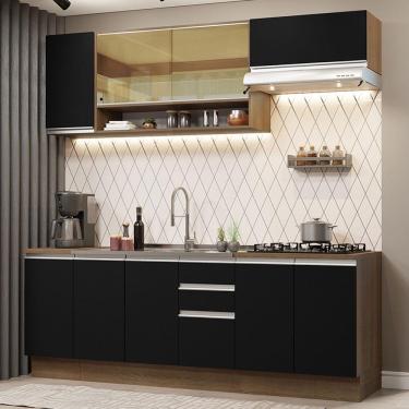 Imagem de Cozinha Completa 240003 Com Armário E Balcão Rustic/Preto
