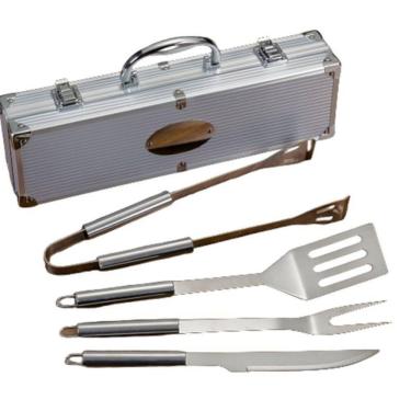 Imagem de Kit Churrasco Profissional com 4 Peças, Maleta para Transporte, Conjunto de Utensílios para Churrasqueira Jogos de Ferramentas para Churrasco
