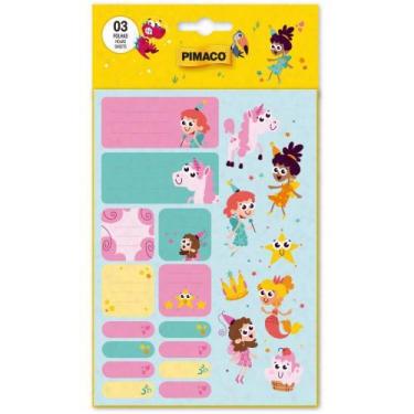 Imagem de Etiquetas Escolares Adesivas Reino Encantado  Cartela com 3 Folhas - P