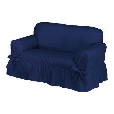 Imagem de Capa Sofá 2 Lugares Avulso Gorgurão Maquinetado Azul-Marinho
