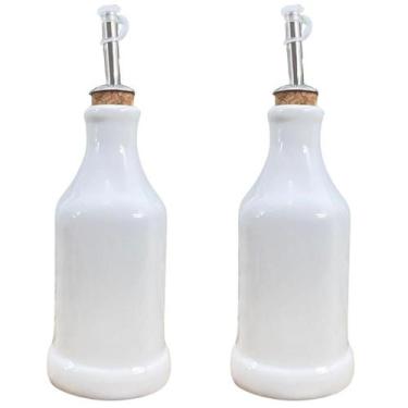 Imagem de Kit Galheteiro 2 Peças 300ml - Azeite e Vinagre - Porcelana Branca - A