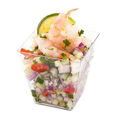 Imagem de Copos de aperitivo de 236 ml, 100 mini copos de sobremesa quadrados – descartáveis, recicláveis, de plástico transparente quadrado, grande, para aperitivos ou sobremesas – Restaurantware