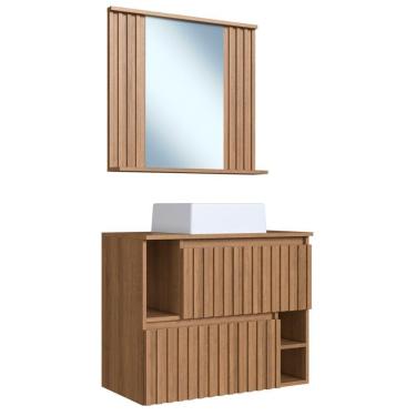 Imagem de Kit Espelheira E Gabinete 70 Cm Com Cuba Branca Cj1000 Mell Faem Mell