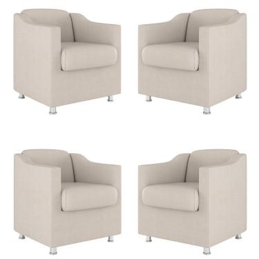 Imagem de Kit 04 Poltronas Decorativas Sala De Espera Clinica Suede Cor:bege