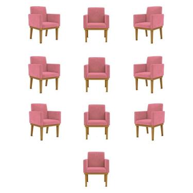 Imagem de Kit 10 Poltronas Decorativa Reforçada Salão Cor:rosa