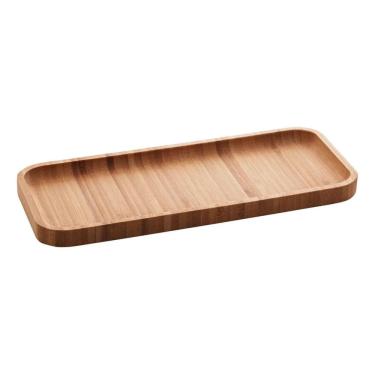 Imagem de 3X Bandeja Retângular Petisqueira De Bambu Grande 28Cm - Lyo