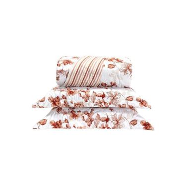 Imagem de Cobre Leito 3 Peças Queen Percal 200 Fios Colori 100% Poliéster - Folhas Secas