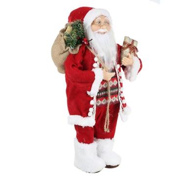 Imagem de HOME ARCHIVE Estatueta de Papai Noel de 45,7 cm, estátua de boneca em pé, enfeite para decoração de casa com lareira (suéter vermelho Papai Noel)
