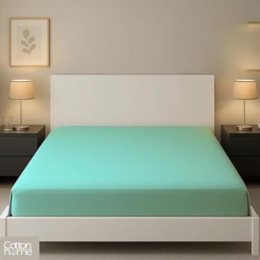 Imagem de Lençol Casal Colchão Malha 100% Algodão C/Elástico, 150 Gr, Antialérgico Verde